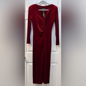 NWT Connected Red Velvet Faux Wrap Maxi Dress Sz 10 Gothic‎ Vampire Elegant Sexy
